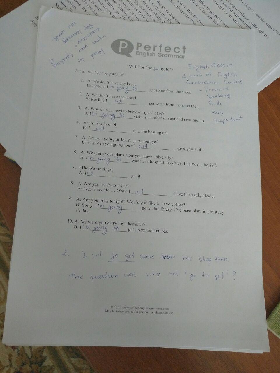 Will or going to worksheet.